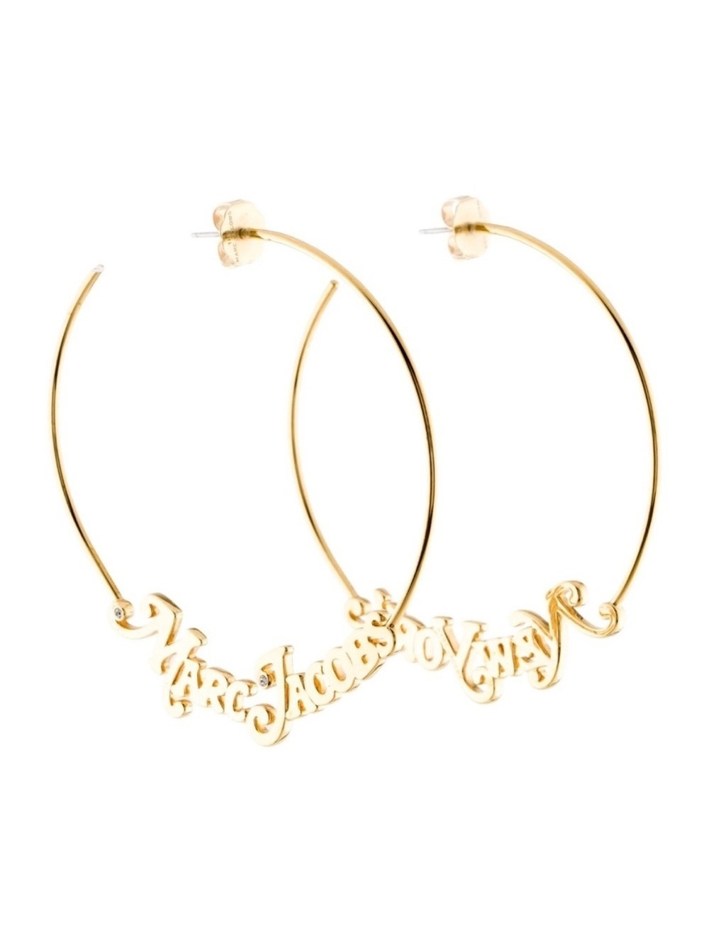 Marc Jacobs New York Gold Logo Hoop Earrings NEW